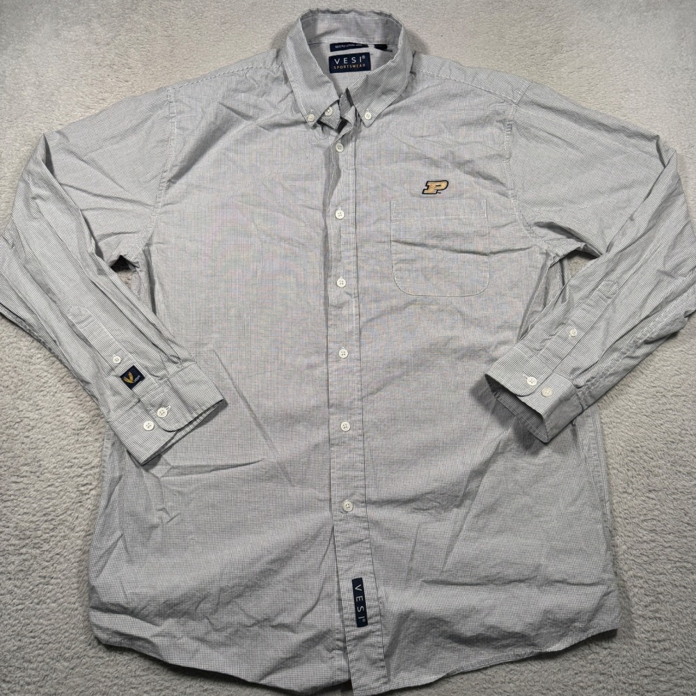 Vesi Sportswear Button Down Men L Grey Purdue University Luxury Yarn Shirt